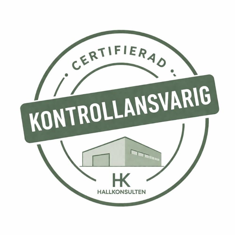 Certifierad kontrollansvarig med behörighet K visar kvalitetsstämpel.