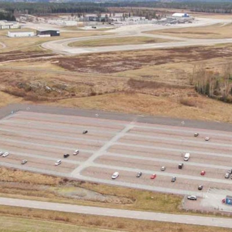 Visualisering av modern företagspark – industrihallar i logistikläge vid Arlanda, ritade av Hallkonsulten.
