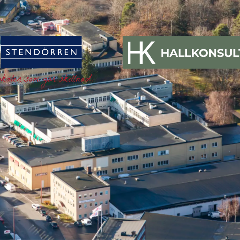 Flygvy över industritomt – Hallkonsulten i uppdrag för Stendörren med fokus på logistiklösningar.